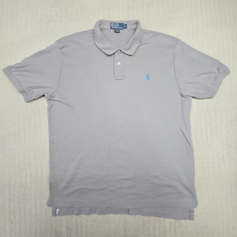 Polo Ralph Lauren Shirt Mens XL Gray Cotton Blue Pony Short Sleeve Preppy